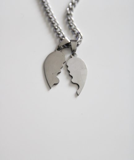2 Piece Heart Engraved Necklace