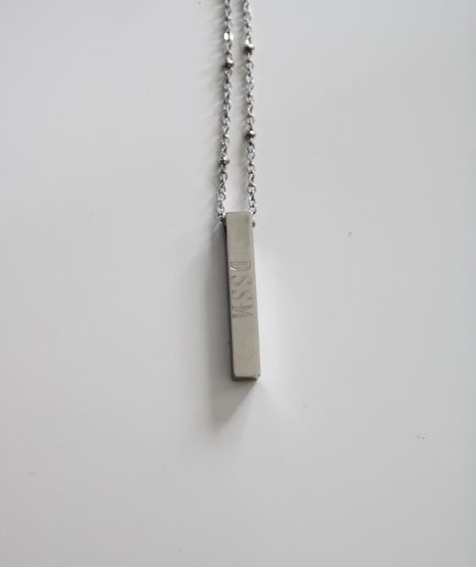 Silver Bar Engraved Necklace
